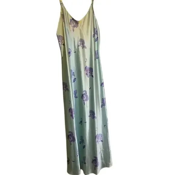 JONES NEW YORK 2 Piece Matching Satin Long Gown & Robe Size Large Mint, Purple - Picture 3 of 10